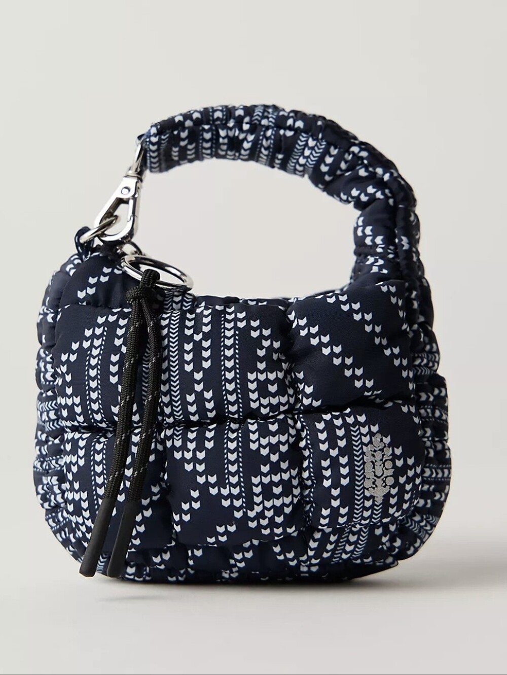 NWT FP Movement by Free People Navy and White Quilted Chevron Micro Pouch